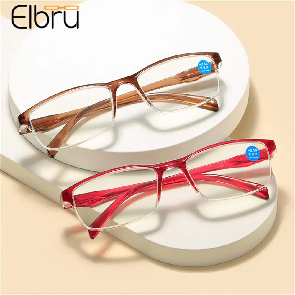 Очки для чтения в полурамке с защитой от синего света Elbru, женские и мужские модные очки для дальнозоркости, сверхлегкие очки для дальнозоркости Унисекс