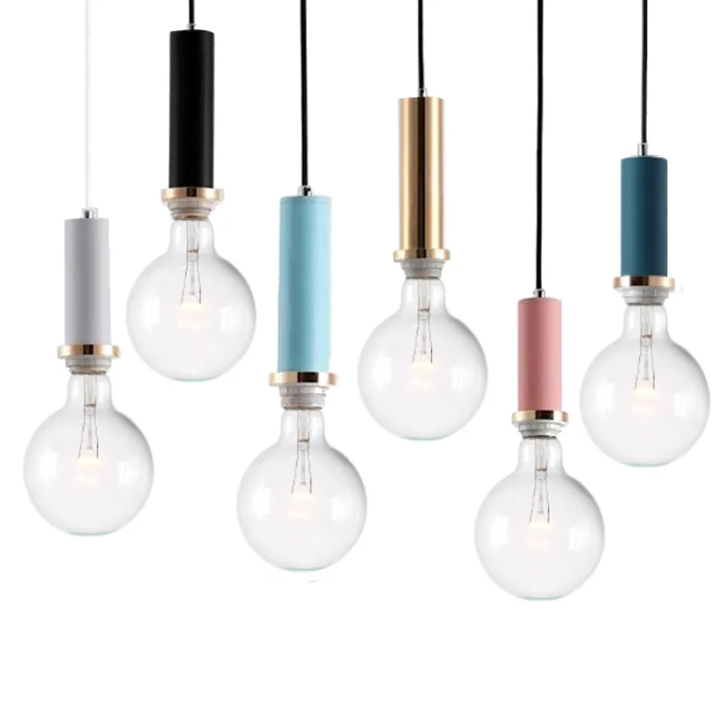 Подвесные светильники Nordic Simple из многоцветной алюминиевой трубки, современная прикроватная тумбочка для спальни, столовая, подвесной светильник, светильники для бара / кафе