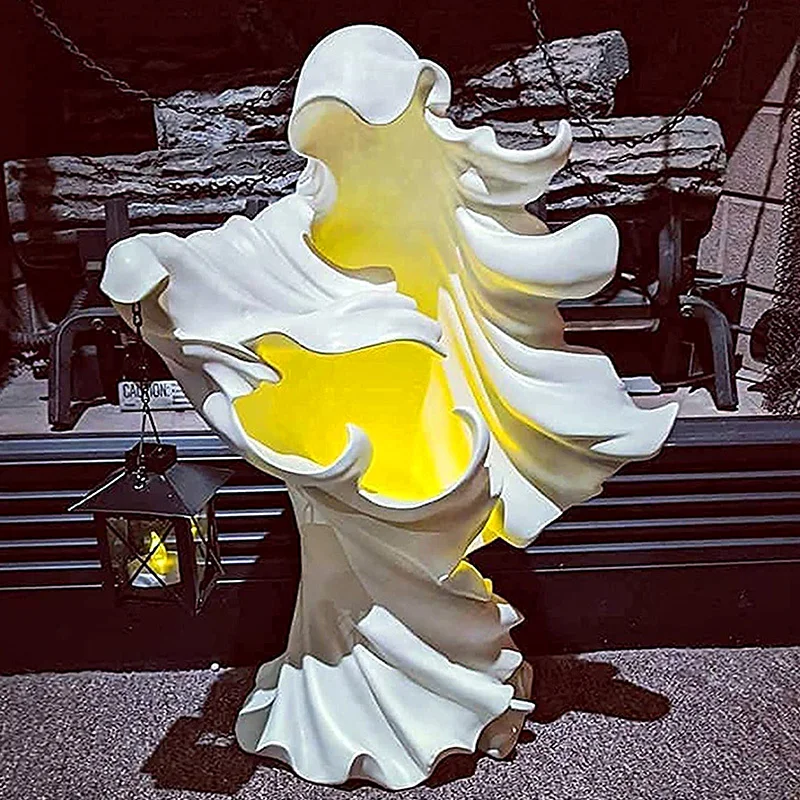 Реалистичная скульптура призрака ведьмы с фонарем, ищущего свет, Страшный Посланник Ада для домашней вечеринки, декор из смолы на Хэллоуин