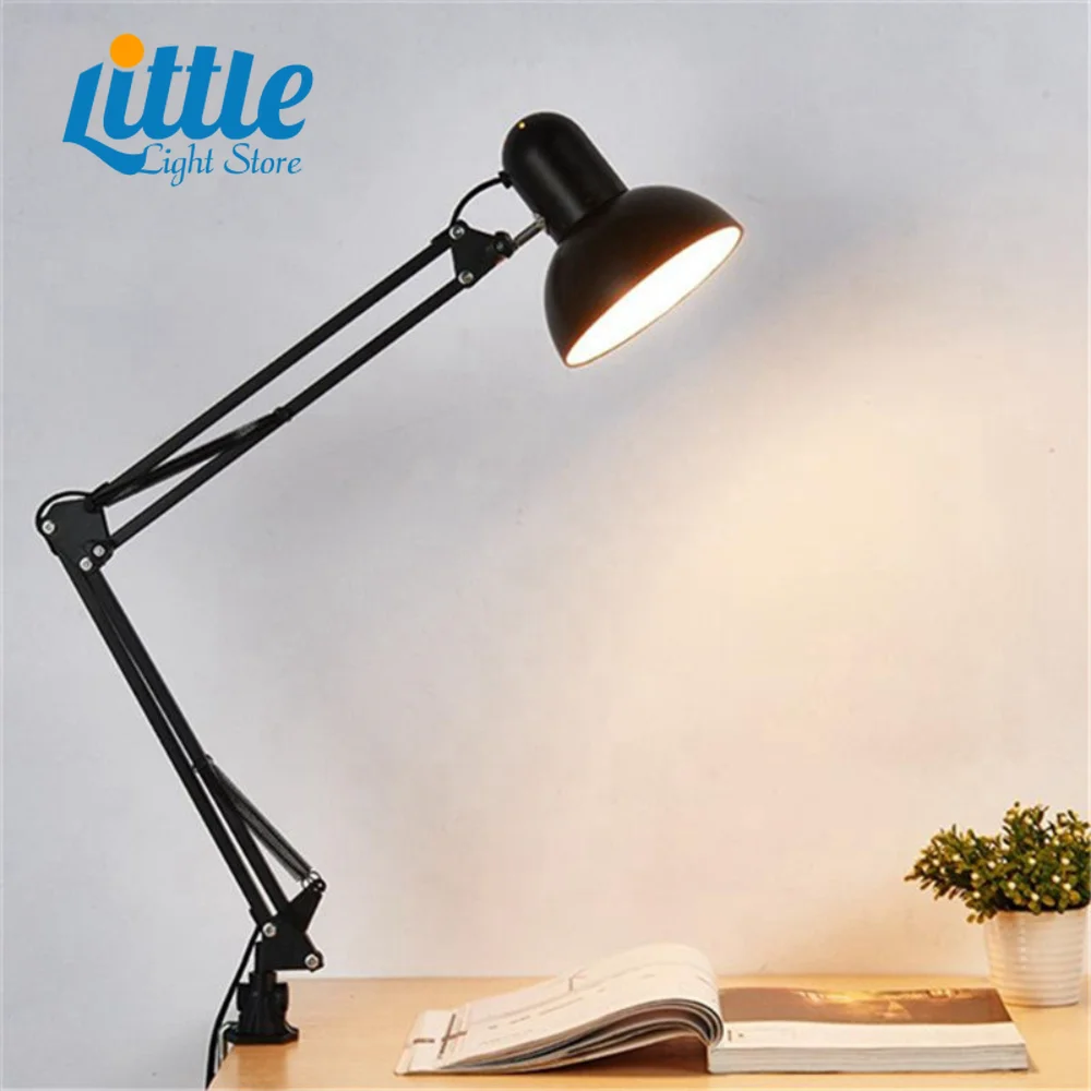 Регулируемая настольная лампа E27 / E26 Лампа EU US Plug Светодиодная настольная лампа для украшения офиса, освещения для чтения, кабинета, спальни, гостиной