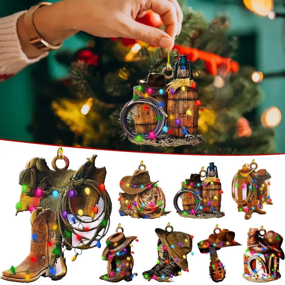 Рождественская елка, Рождественская подвеска на шнурке креативной формы, Шляпа в ковбойской тематике, Сапоги, зеркало заднего вида на Диком Западе, Подвесной орнамент