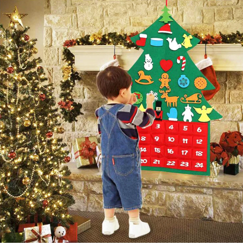 Рождественский Адвент-календарь из фетра, подвесной кулон, украшения Санта-Клауса, Адвент-календарь своими руками, Рождественское украшение для дома, подарок на 2023 год