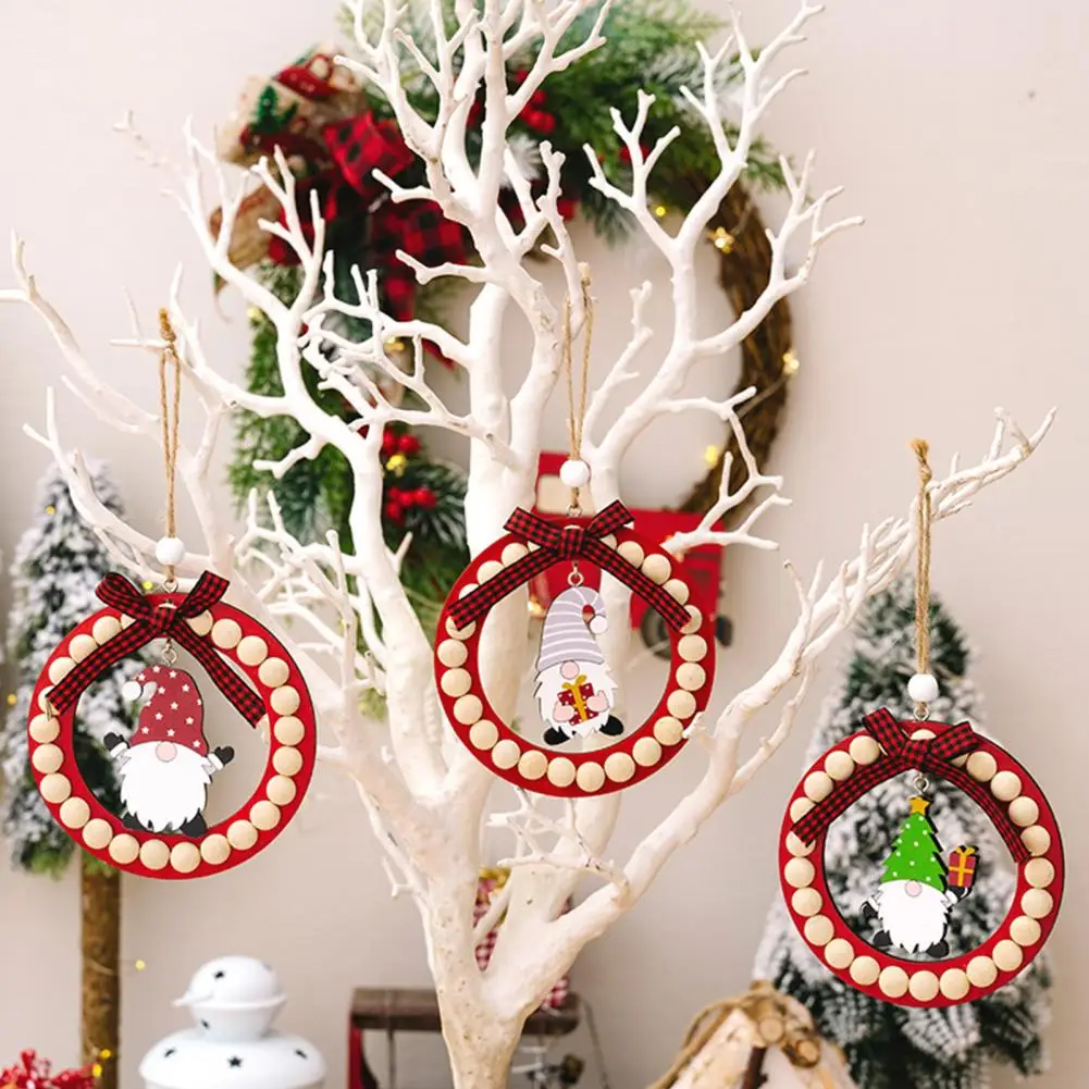 Сказочное Рождество, Праздничные украшения для Рождественской елки, изысканные полые украшения в виде гнома из деревянных бусин для домашнего фестиваля, классика