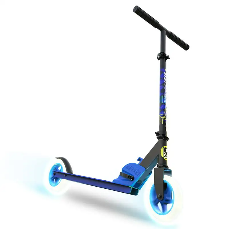 Складной самокат Kick Scooter 145 - синий, с подсветкой колес для мальчиков и девочек