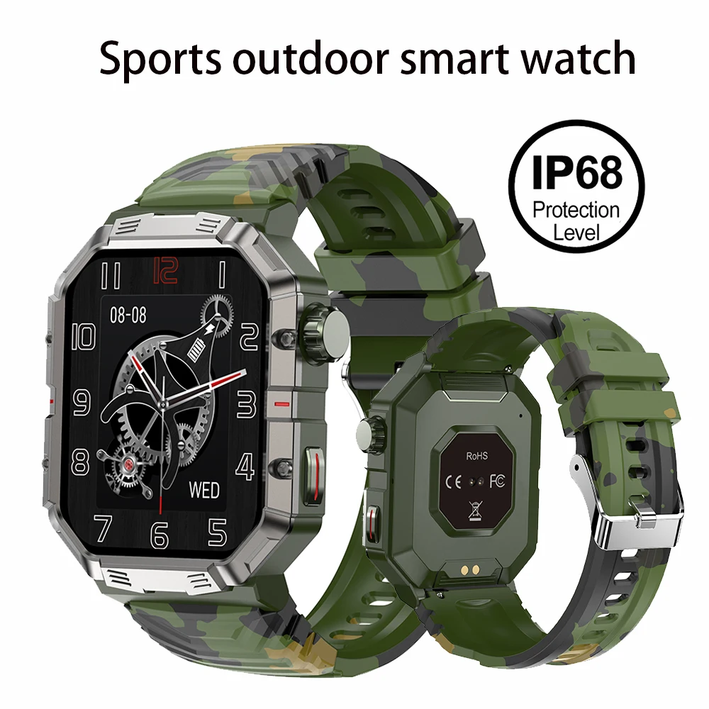 Смарт-часы IP68 Bluetooth Call Compass Game Фитнес-трекер Часы для занятий спортом на открытом воздухе Фитнес с искусственным интеллектом Голосовые умные часы Man для Android