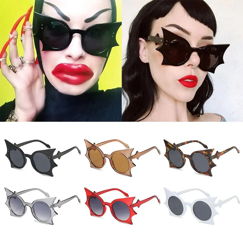 Солнцезащитные очки в форме летучей мыши без оправы, модные красочные очки с защитой от ультрафиолета 400, новинка, готические солнцезащитные очки для женщин и мужчин