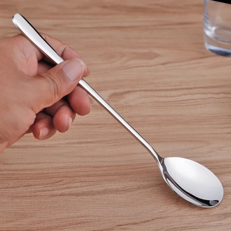 Столовая ложка с длинной ручкой, ложка из нержавеющей стали в корейском стиле для мороженого, десертные столовые приборы, кухонная посуда