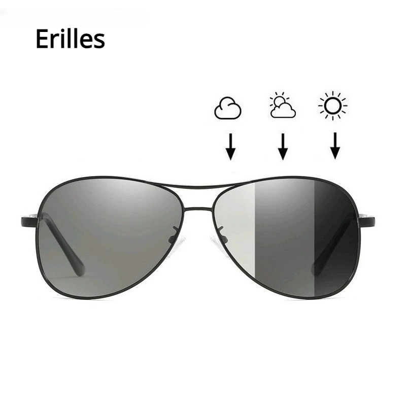 Фотохромные поляризованные солнцезащитные очки Для мужчин и женщин за рулем, Винтажные металлические солнцезащитные очки-хамелеоны, меняющие цвет, Дневное ночное видение UV400