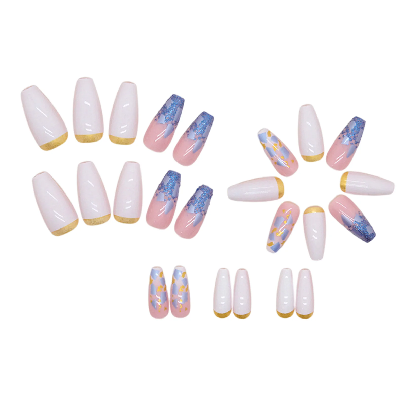 Французский накладной ноготь средней длины телесного цвета, полностью покрывающий квадратные искусственные типсы для ногтей для покупок и свиданий