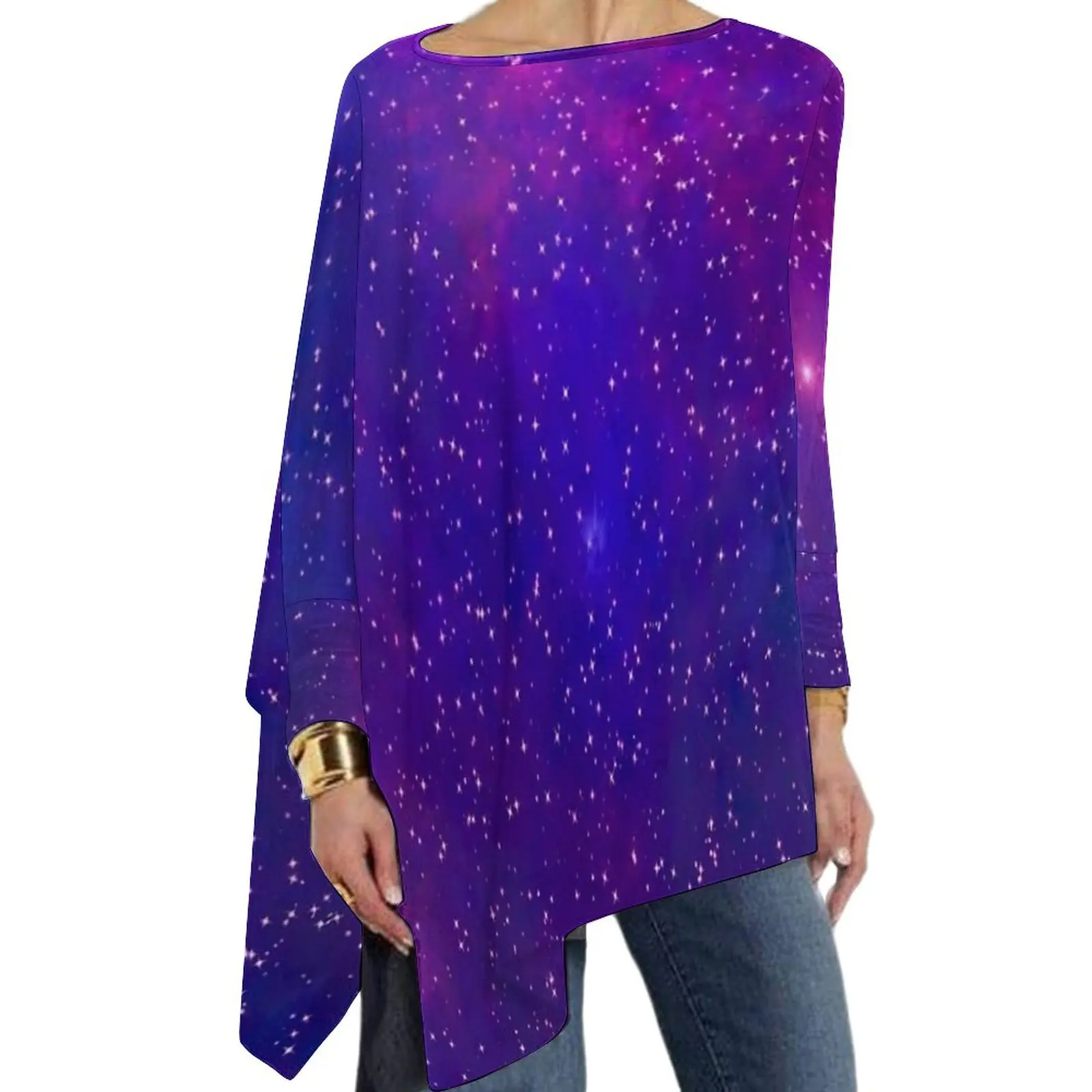 Футболка Serenity Galaxy с космическим принтом, винтажные футболки с длинным рукавом, повседневные свободные футболки оверсайз, женские топы на заказ, подарок