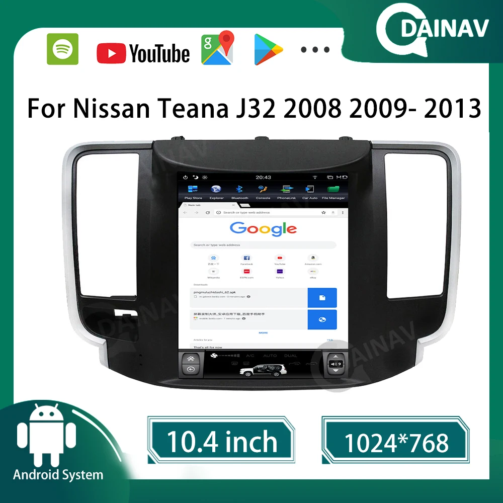 Экран Android 12 Tesla для Nissan Teana J32 2008 2009- 2013 Автомобильный радиоприемник Мультимедийный видеоплеер Навигация GPS DSP DVD 128 ГБ