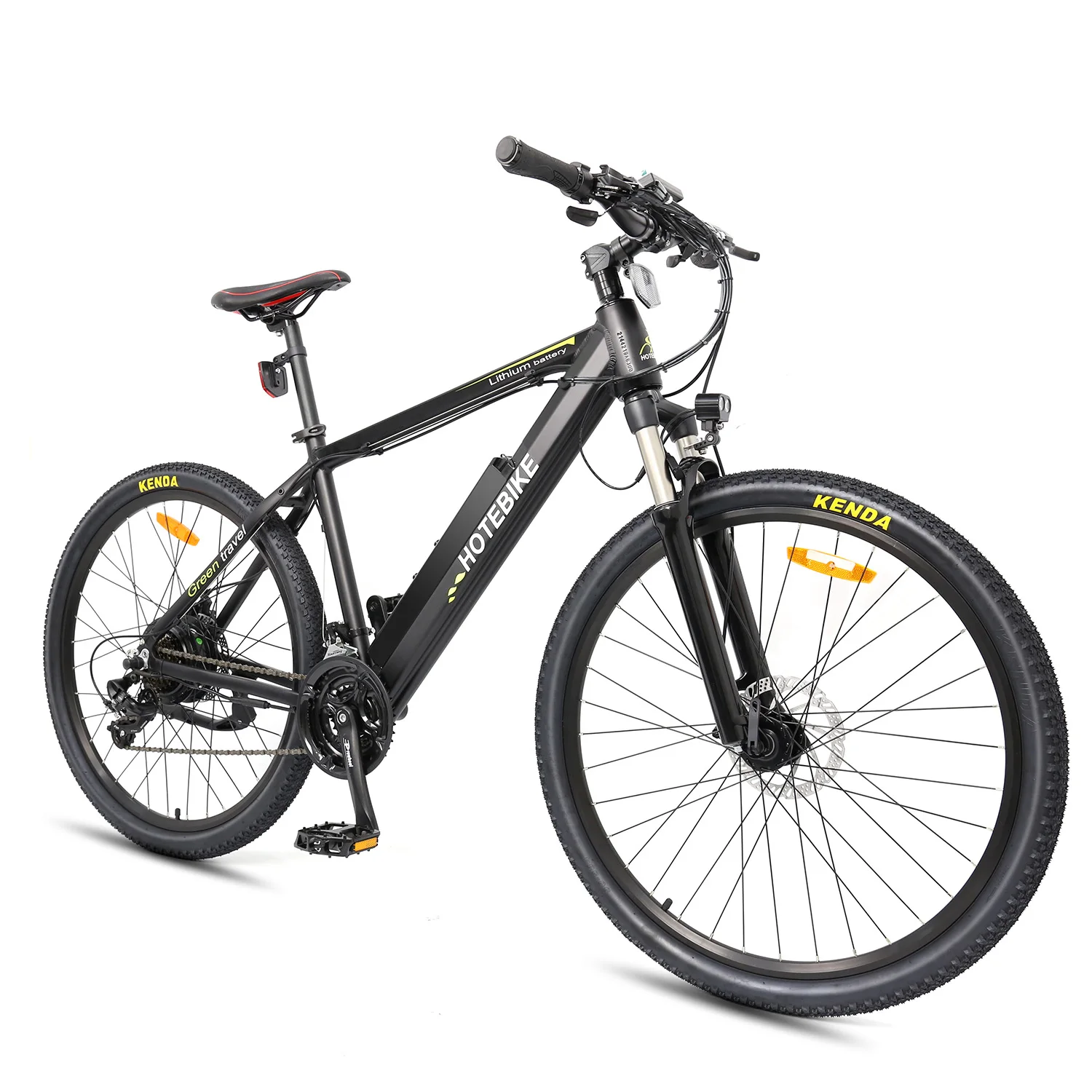 Электрический горный велосипед HOTEBIKE 48V 500W со съемными аккумуляторами 48V 13AH для взрослых с 21-скоростными светодиодными фарами заднего вида