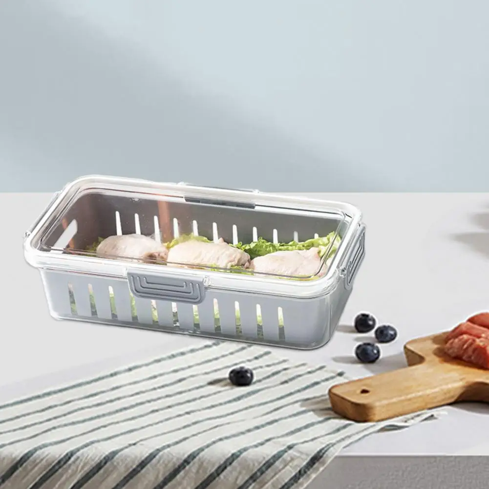 Ящик для хранения свежих продуктов в холодильнике Компактный Штабелируемый ящик для хранения свежих продуктов-сохранение свежести морепродуктов для сохранения свежести