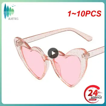 1 ~ 10ШТ Солнцезащитные очки в форме сердца для женщин Модные солнцезащитные очки Love Heart с защитой от UV400, винтажные солнцезащитные очки для женщин, женские  3