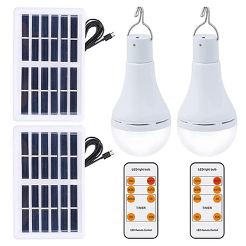 1 комплект светодиодных ламп на солнечной энергии, перезаряжаемых энергетических ламп + пульт дистанционного управления для внутреннего и наружного использования  5