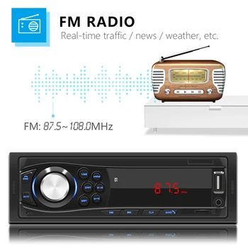 12 В Стерео Радио Громкой Связи Bluetooth Автомобильный MP3-Плеер FM/USB/AUX Пульт Дистанционного Управления Автомобильным Аудио Светодиодный Дисплей Поддержка TF Стерео Плеер  4