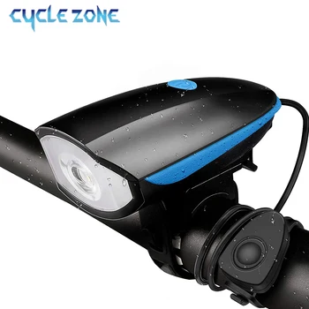 120 ДБ Велосипедный фонарь с клаксоном Велосипедный звонок Водонепроницаемый 3 Режима Наружный USB Перезаряжаемый MTB Велосипедный передний фонарь  5