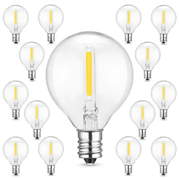 15 шт. Светодиодная лампа G40 E12 Теплые Белые светодиодные лампы Заменяют Глобусные лампы Водонепроницаемые для гирлянд Наружного внутреннего дворика Домашнего сада  5