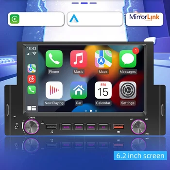 1Din 6,2-Дюймовый Экран CarPlay Android-Авторадио Автомобильный Стерео Bluetooth MP5 Плеер 2USB FM-приемник Аудиосистема Головное устройство A  5