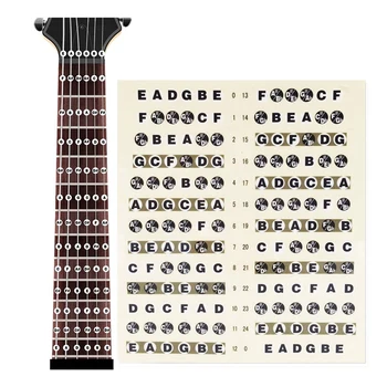 2 наклейки для нот на грифе гитары, наклейка с картой ладов на грифе, подходит для 6-струнной акустической электрогитары (черная)  5