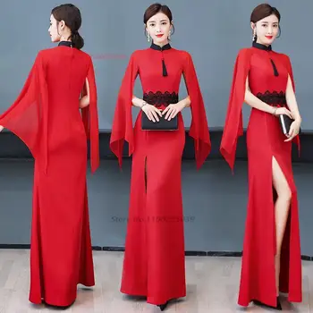 2023 китайское традиционное платье, улучшенное национальное кружевное платье с вышивкой чонсам, народное платье, восточное вечернее платье для банкета, vestido  5