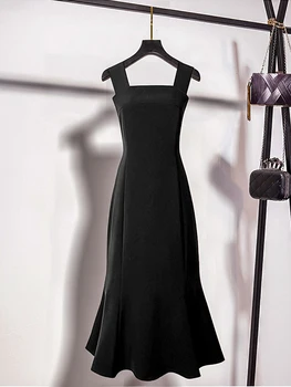 2023 Летнее Корейское модное платье без рукавов в стиле харадзюку для женщин, Однотонные Винтажные Сексуальные вечерние платья для женщин, гостей на свадьбу  5