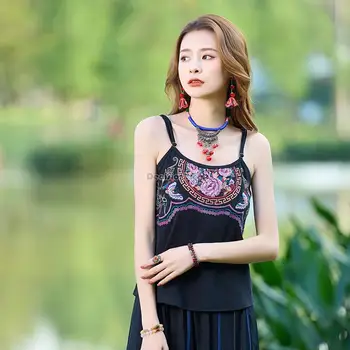 2023 летний китайский ретро национальный стиль с вышивкой без рукавов, камзол с короткой базой, женский повседневный модный жилет в китайском стиле s452  5