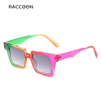 2023 Модные Квадратные солнцезащитные очки Для женщин, мужчин, Разноцветные линзы, Ретро-оттенки, Винтажные солнцезащитные очки, Дофаминовая повязка, Цветоблокирующие наряды  5