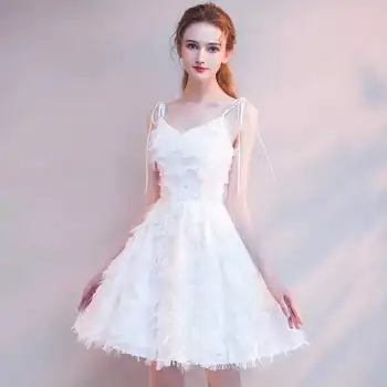 2023 Новое летнее белое платье на бретелях Sen 's First Love Dress Женское сексуальное, тонкое, обтягивающее, маленькое, интригующее Маленькое черное платье  3