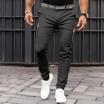 2023 Новые мужские модные хип-хоп брюки на двойной молнии Four Seasons Повседневные спортивные брюки из чистого хлопка Уличные брюки высокого качества Straig  5