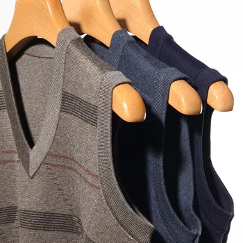 2023 осень и зима, новый мужской вязаный свитер с V-образным вырезом, жилет, осенне-зимний жилет без рукавов  5