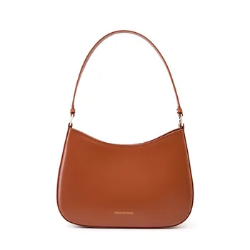 2023 Роскошная сумка на плечо в виде полумесяца из натуральной кожи, модный простой однотонный цвет для дам, женские Элегантные женские сумки  10