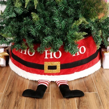 2024 Новая юбка для Рождественской елки для украшения домашней рождественской вечеринки Ножки Санта-Клауса Фартук для Рождественской елки с подарочной упаковкой подарок  5