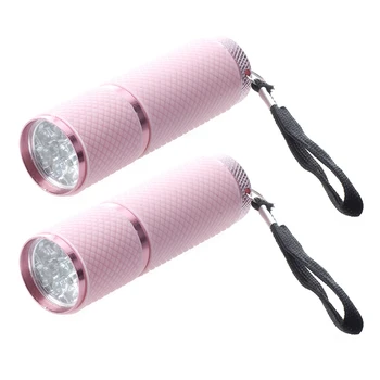2X наружных мини-фонарика с розовым резиновым покрытием на 9 светодиодов  5