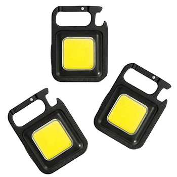 3 Комплекта светодиодных фонариков COB Light, перезаряжаемые карманные фонарики-брелки, три режима яркости, запасные части для открывания бутылок  4