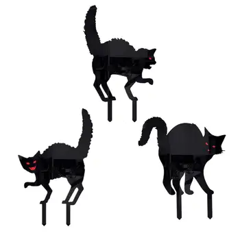 3 штуки кольев для статуи черного кота на Хэллоуин, реалистичных для двора фермы, внутренний дворик  5