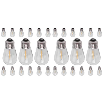 30 Упаковок сменных лампочек 3V LED S14, Небьющиеся наружные Солнечные гирлянды, Теплый белый  5