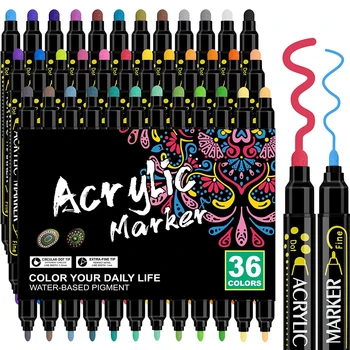 36 Цветов Акриловых ручек с двойным наконечником, Маркеры, акриловые ручки премиум-класса для наскальной живописи, товары для рукоделия Своими руками  5