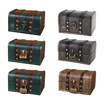 367A Винтажный ящик для хранения Винтажный деревянный ящик для хранения ювелирных изделий в античном стиле, Шкатулка для украшений, коробка для безделушек, Декоративная коробка  5