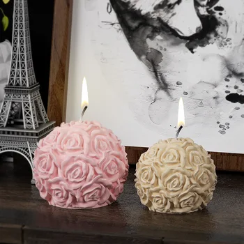 3D форма для свечей в форме сферы, силиконовые формы для свечей в форме цветка розы, гипсовое мыло для ароматерапии, форма для льда, украшение для изготовления свечей своими руками  2
