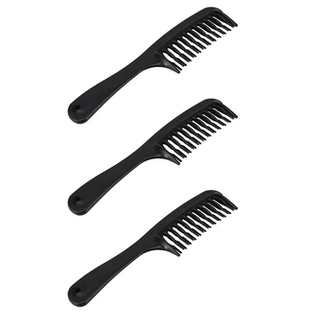 3X черная двухрядная зубчатая расческа для распутывания волос, шампунь-расческа с ручкой для длинных вьющихся влажных волос  5