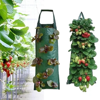 4 Сумки для посадки клубники с 8 карманами, сумки для выращивания садовых растений, Подвесная Плантатор, горшок для картофельных растений, подставка для овощей, трав и цветов  5
