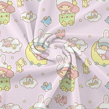 50*145 Sanrio Little Twin Stars Хлопчатобумажная Ткань Материал Пузырьковая Ткань для Шитья Лоскутной Одежды Лоскутная Ткань DIY  5