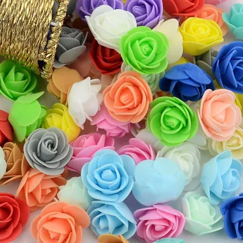 500ШТ Мини-головка розы из пенополиуретана, искусственные цветы розы ручной работы, свадебные украшения для дома, праздничные принадлежности для вечеринок  5