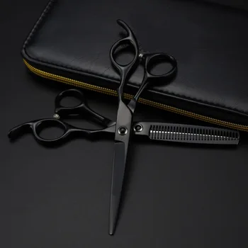 6-Дюймовые высококачественные профессиональные ножницы для волос из черной стали JP440C, персонализированный режущий инструмент, Специальные ножницы  5