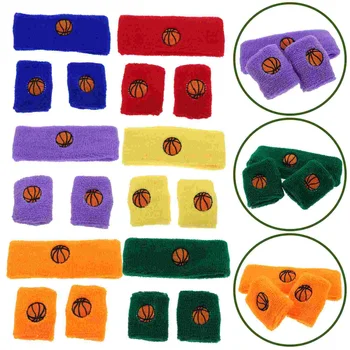 6 Комплектов головных повязок 80-х годов, женские теннисные спортивные повязки на запястья, спортивные повязки для бега, шесть цветов  5