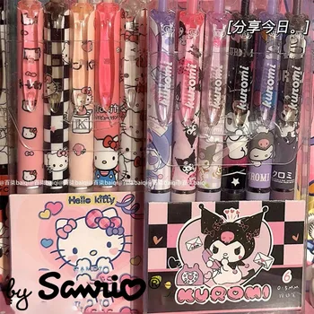 6 шт./компл. Sanrio Hello Kitty Kuromi Back To School Пресс Гелевая Ручка Канцелярские Школьные Принадлежности Аниме Каваи Милые Студенты Оптом  4