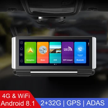 7-дюймовый Android 8.1 видеорегистратор, автомобильный видеорегистратор, фронтальная камера заднего вида с разрешением 1080P, двухобъективный Видеомагнитофон, черный ящик ADAS, GPS-навигация, удаленный монитор  5