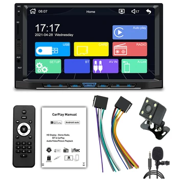 7-дюймовый Автомобильный Радиоприемник, совместимый с Bluetooth, Apple Carplay Android Auto Multimedia Player Mirrorlink Автомобильный MP5-плеер с Сенсорным экраном USB TF  4