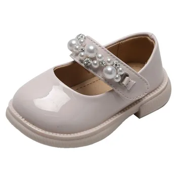 COZULMA Spring Baby Дети Девочки Повседневная обувь для малышей Детские Кожаные туфли на плоской подошве с жемчужным бисером Для девочек Размер 15-25  5